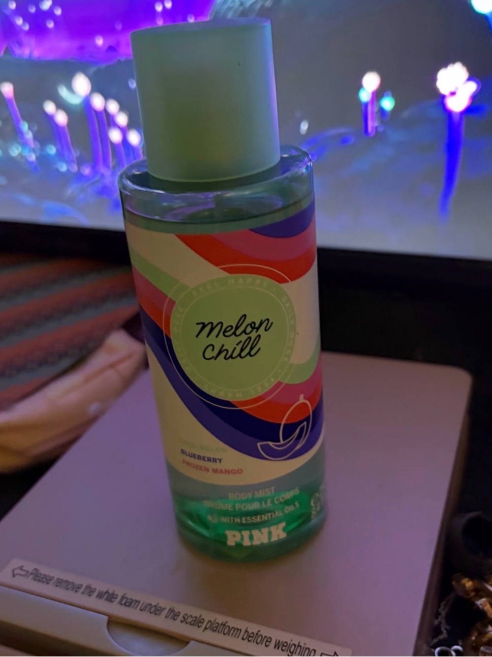 PINK Cool Melon Body Mist — Teal Green Bottle